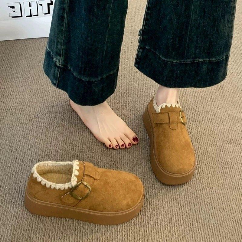 厚底加绒勃肯鞋女2025新款冬季豆豆鞋乐福鞋保暖雪地靴低帮棉鞋子,女鞋,勃肯鞋/软木鞋,淘宝优惠券,粉丝福利购,淘宝优惠卷