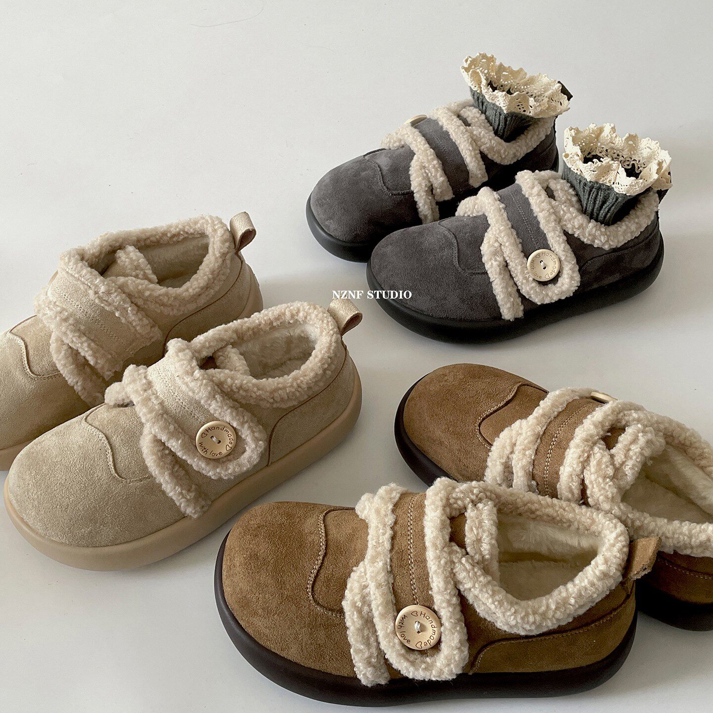 白色复古加绒加厚防滑厚底棉鞋女冬外穿2025新款增高雪地勃肯鞋子