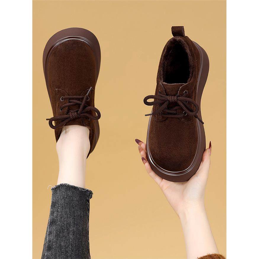 圆头厚底勃肯鞋女2025新款秋冬季加绒软底轻便系带单鞋防滑显脚小,女鞋,勃肯鞋/软木鞋,淘宝优惠券,粉丝福利购,淘宝优惠卷