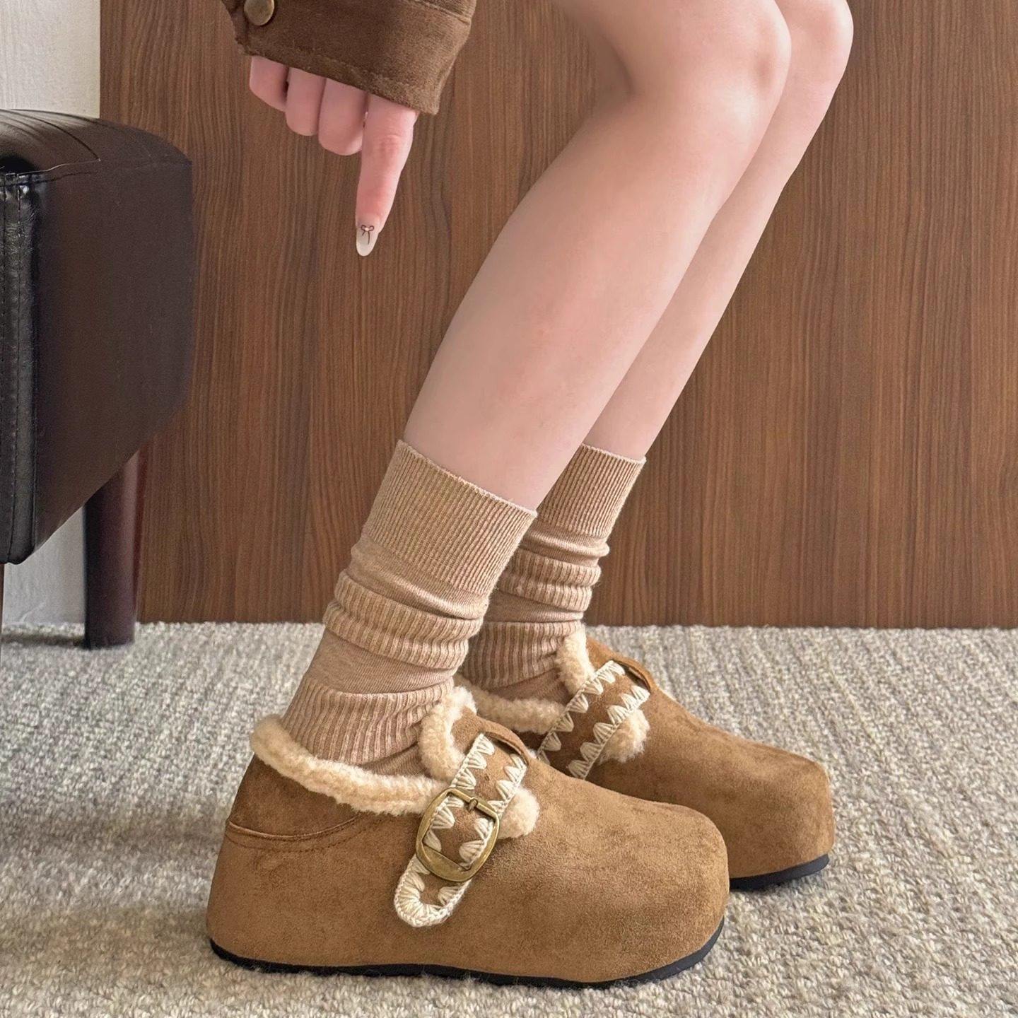 加绒勃肯鞋女2025新款冬季毛绒棉鞋全包博肯鞋厚底增高毛毛雪地靴,女鞋,勃肯鞋/软木鞋,淘宝优惠券,粉丝福利购,淘宝优惠卷