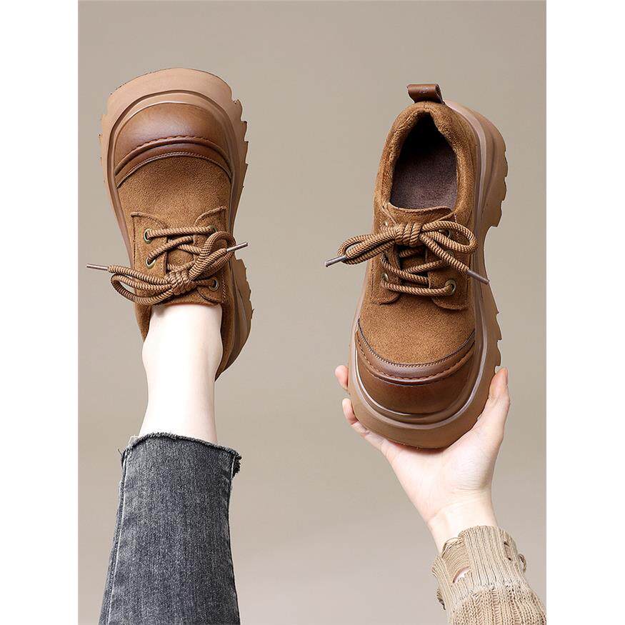 复古厚底增高加绒勃肯鞋女2026新款春秋时尚百搭软底显脚小乐福鞋