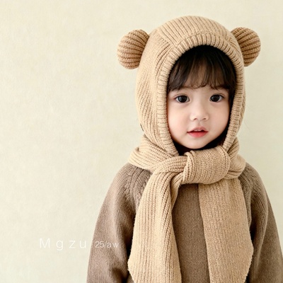 儿童帽子冬天保暖加厚围巾一体帽