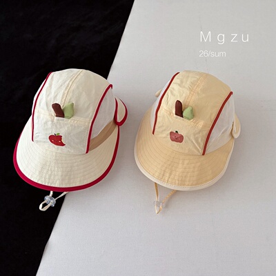 夏季宝宝网眼大檐护颈防晒渔夫帽