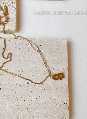 双面暴富Gold小金砖小金条锁骨链