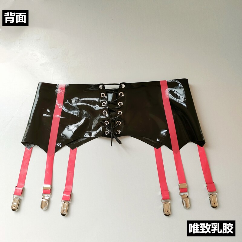 纯天然乳胶女士内衣吊袜带吊袜夹可调节黑色紧身高弹力0.6mm