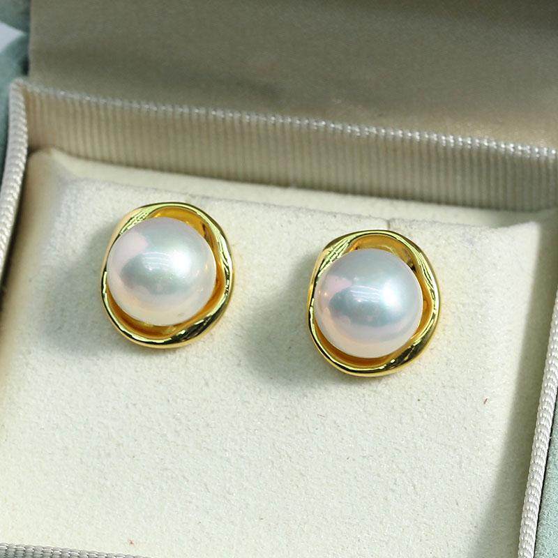DIY珍珠配件新款铜镀金光面不规则圆环S925银针耳饰空托气质,饰品/流行首饰/时尚饰品新,耳钉,淘宝优惠券,粉丝福利购,淘宝优惠卷