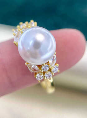 镶钻DIY珍珠配件S925纯银百搭