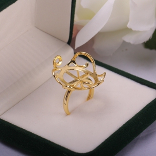 手工diy饰品配件 铜镀18K金花形树叶蕾丝包镶戒指巴洛克珍珠空托