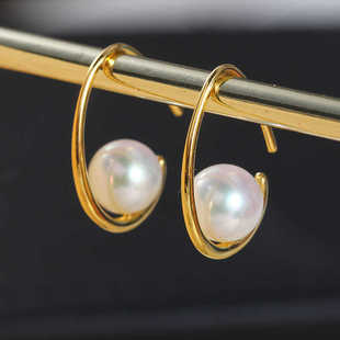 DIY珍珠配件新款S925纯银C字形开口耳饰空托时尚简约通勤百搭高级