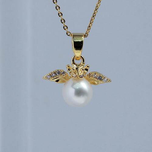 DIY新款铜镀金镶锆天使吊坠