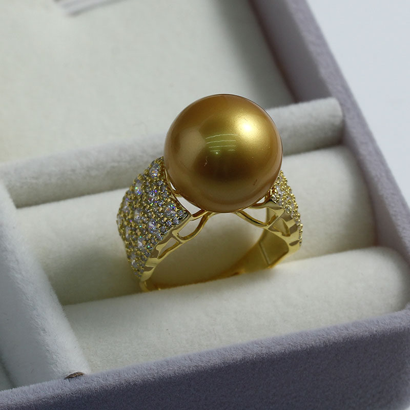 DIY珍珠S925纯银锆石镶嵌戒指