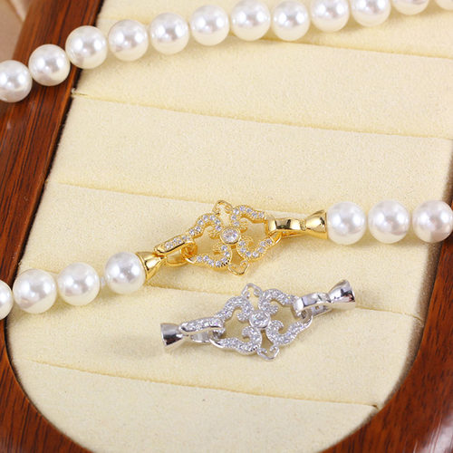 S925纯银双开卡扣珍珠项链连接扣