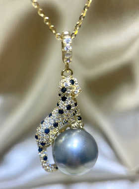 时尚个性豹子珍珠配件S925纯银