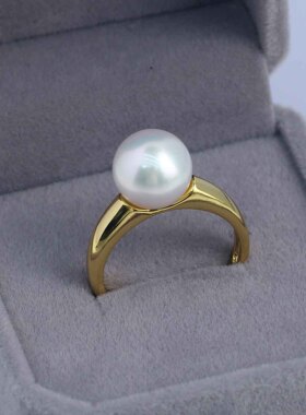 DIY珍珠配件铜镀金光面戒指空托