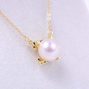 DIY珍珠配件空托 铜镀18K金H字母珍珠吊坠项链饰品 气质百搭女