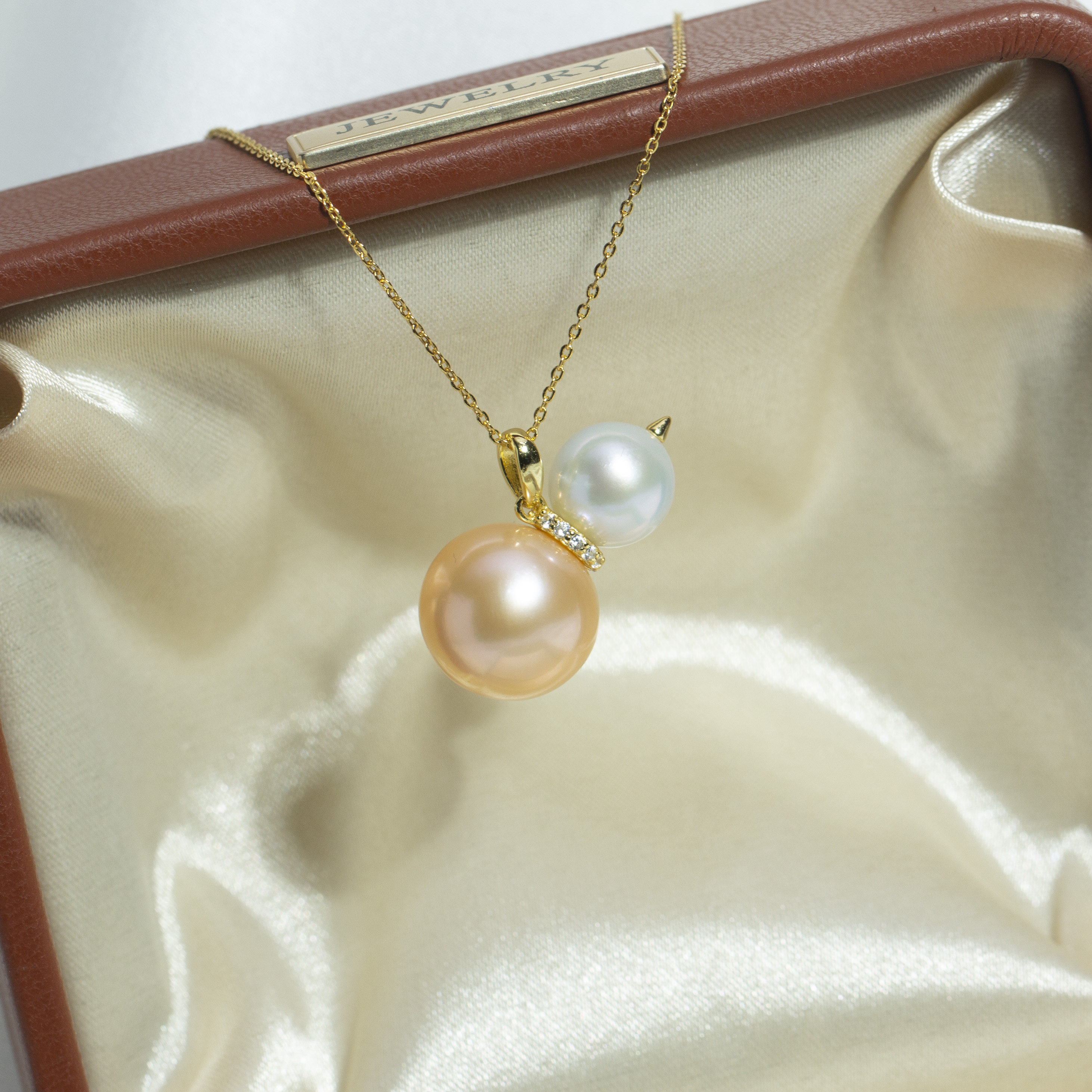 DIY珍珠配件新款S925纯银双珠葫芦吊坠空托气质轻奢