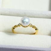 DIY珍珠配件新款 铜镀金镶锆蕾丝花边戒指托空托时尚 百搭简约气质