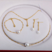 轻奢精致时尚 DIY珍珠配件新款 铜镀金仙女链耳饰手链吊坠空托套装