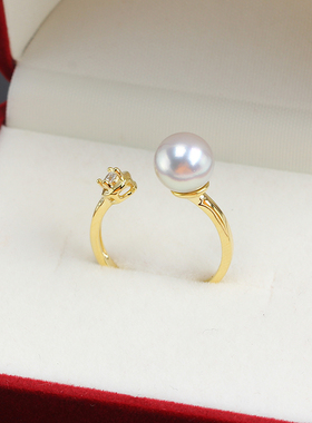 单钻精致款珍珠戒指开口空托