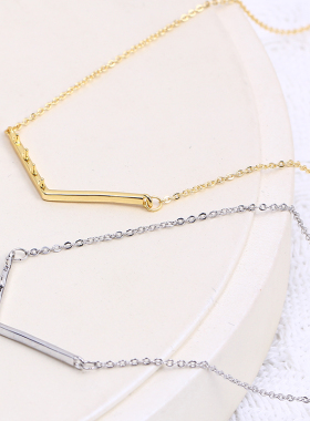 国产14k包金电镀保色多珠V字多珠空托项链吊坠DIY配饰配件简约女