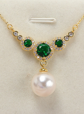 宫廷华丽款珍珠锆石项链吊坠