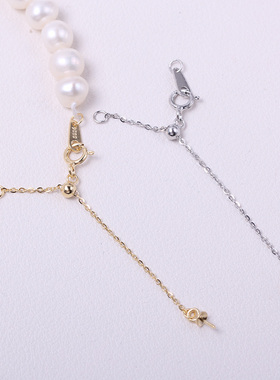 DIY配件 S925纯银K金同款O字链爱心尾链扣珍珠项链手链抽拉延长链