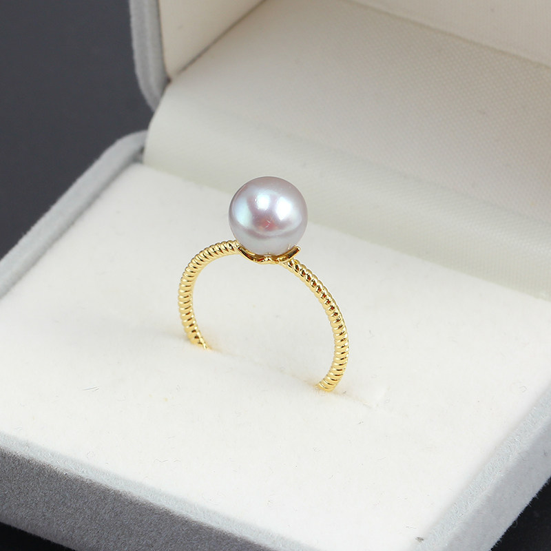 小巧六角花珍珠戒指开口空托