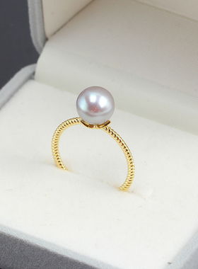 小巧六角花珍珠戒指开口空托