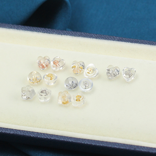 S925纯银硅胶耳堵耳钉塞耳钉堵头 DIY耳钉配件 珍珠耳扣银饰耳堵