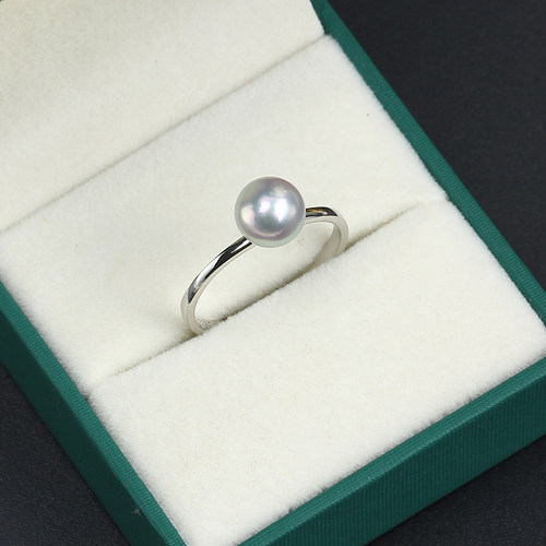 简单光面单圈珍珠戒指开口空托