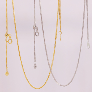 DIY珍珠配件 万能项链简约锁骨链肖邦链可调节 S925纯银Y字链粗款