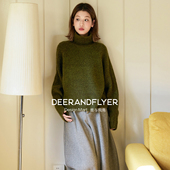 含绵羊毛&兔毛双股纱高领插肩袖 鹿与飞鸟 编织记忆 毛衣7322