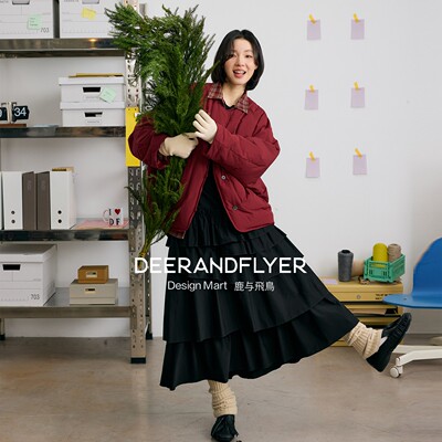 A摆不规则荷叶边松紧腰半身裙