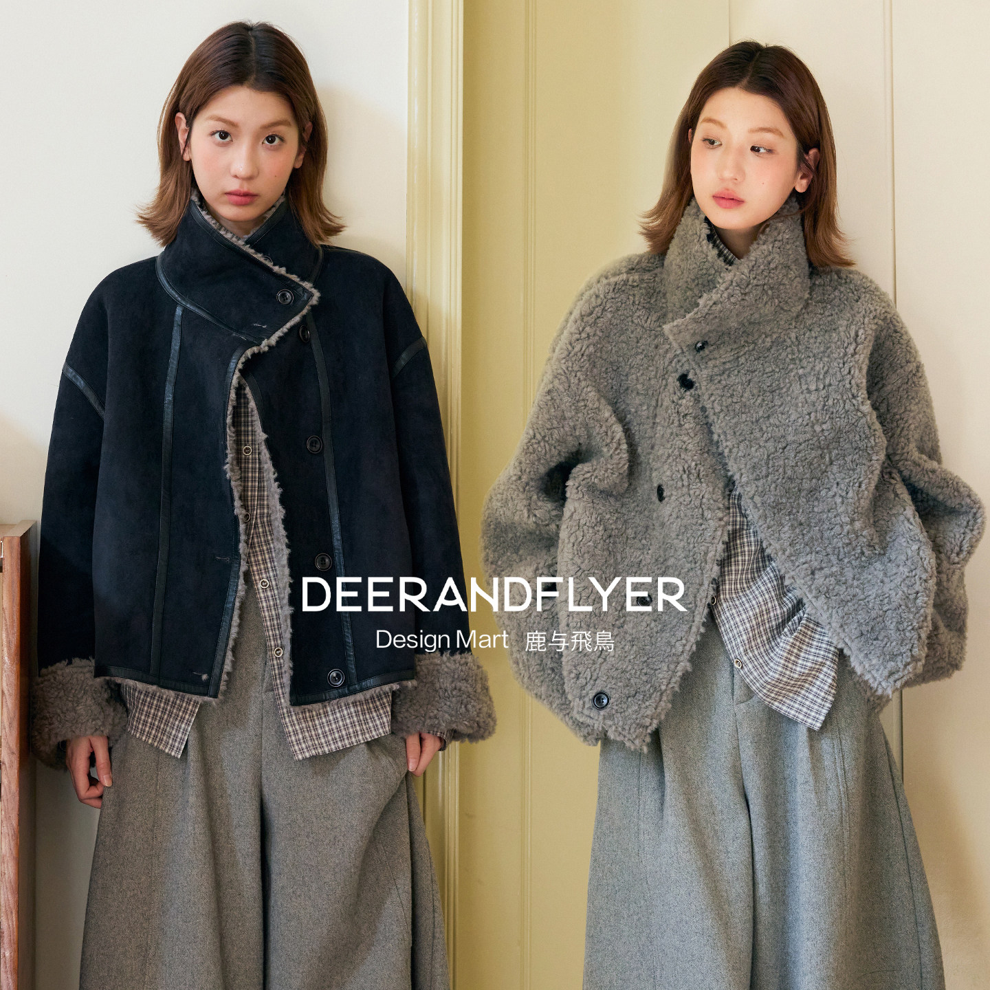 鹿与飞鸟「松野牧场」双面穿翻立领保暖短箱仿麂皮毛毛外套7298,女装/女士精品,棉衣/棉服,淘宝优惠券,粉丝福利购,淘宝优惠卷