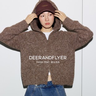 7228 含绵羊毛杂色花纱两色针织连帽毛衣开衫 鹿与飞鸟 斑斓之夜