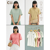 鹿与飞鸟＜Clean系列＞夏日冰爽中性款 大版 型纯色T恤5970