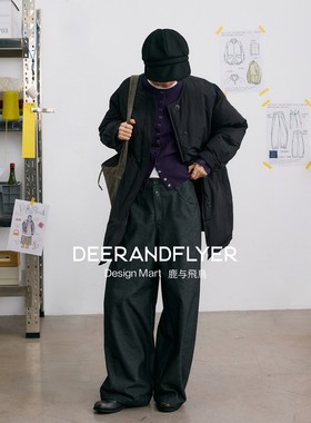 鹿与飞鸟“通勤旋律”莱塞尔混棉内抓绒两色萝卜型加厚休闲裤7213