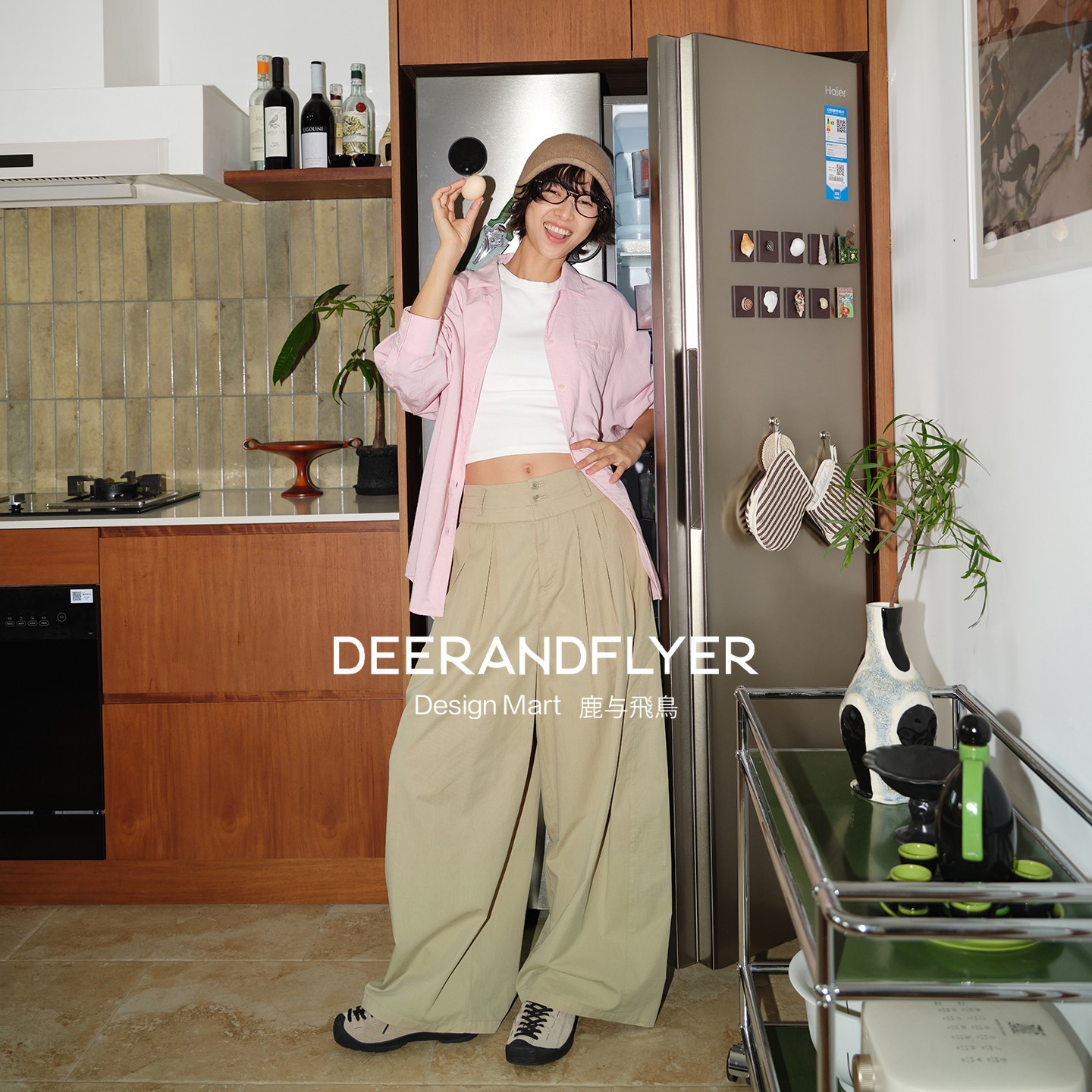 双层宽腰头设计感简约茧型休闲裤