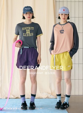 鹿与飞鸟11周年“有氧时刻”松紧腰休闲骑行四色短裤6827/6828