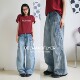 牛仔裤 鹿与飞鸟「空降伞裤 重工水洗机能风酷感工装 款 7251 」四季