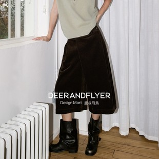 7055 柔韧长绒棉灯芯绒两色叠穿阔腿七分裤 鹿与飞鸟 焦糖苔藓