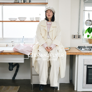 鹿与飞鸟「穿上即走」极简风抽绳调节休闲日系中长款 风衣外套7341
