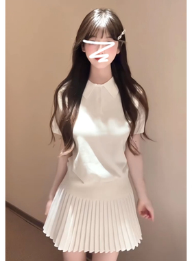 巨好看韩系穿搭一整套2026新款白色连衣裙女夏季百褶半身短裙套装