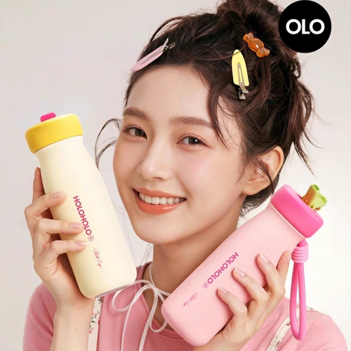 holoholo牛奶瓶女生便携水杯子吸管保温杯halohalo保温杯helohelo