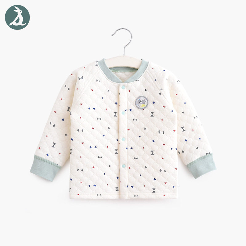 남성과 여성의 순면 가정 의류 잠옷 및 어린이 3 층 따뜻한 스냅 가디건 뼈없는 가을 겨울 두꺼운 속옷