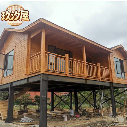 园林景观公园木屋定制木刻楞重型木屋设计组装可移动抗震防风木房
