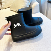 女中筒加绒雨靴外穿防滑防水胶鞋 日系时尚 雨鞋 厨房工作洗车水靴女