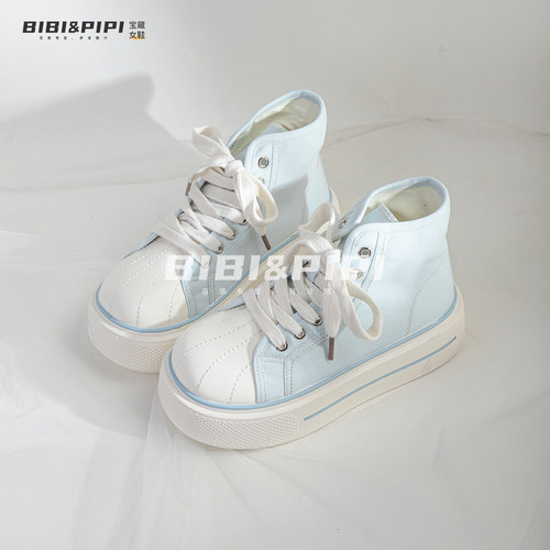 新款鞋子女鞋配裙子巨好看百搭小众厚底增高帆布鞋高帮休闲舒适