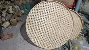 竹编簸箕有孔米筛子家用竹匾竹筐圆托盘晾晒绘画装 饰竹制品竹篦子