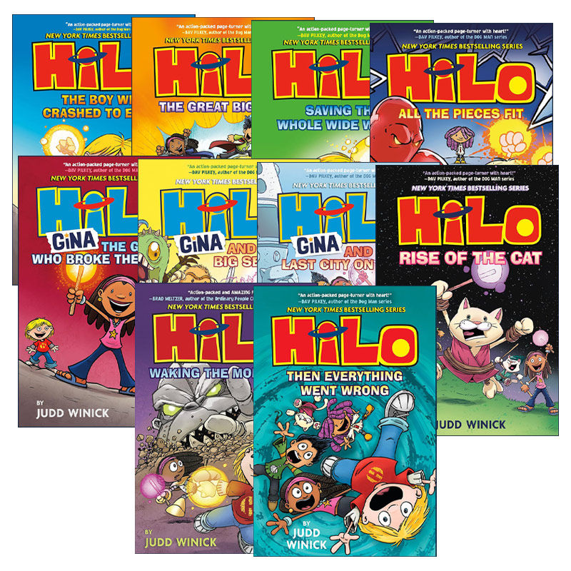英文原版 Hilo 希罗系列1-10册 儿童全彩漫画桥梁章节小说 打败怪物拯救世界 英文版 进口英语原版书籍